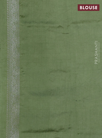 Chiniya silk saree pastel green with zari woven buttas and zari woven border