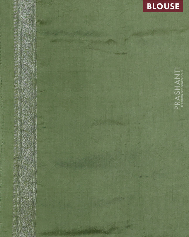 Chiniya silk saree pastel green with zari woven buttas and zari woven border