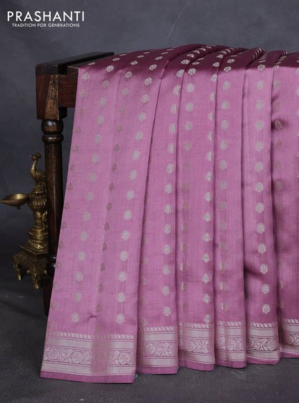 Chiniya silk saree mauve pink with zari woven buttas and zari woven border