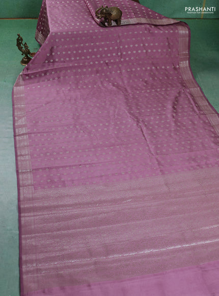 Chiniya silk saree mauve pink with zari woven buttas and zari woven border