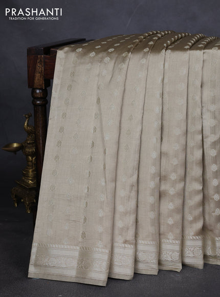 Chiniya silk saree elaichi green with zari woven buttas and zari woven border