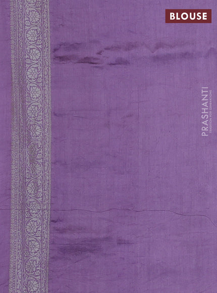 Chiniya silk saree lavender with allover silver zari weaves and zari woven border