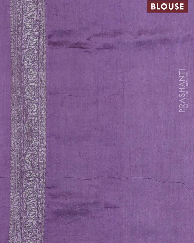 Chiniya silk saree lavender with allover silver zari weaves and zari woven border