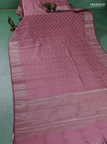 Chiniya silk saree mauve pink with zari woven buttas and zari woven border