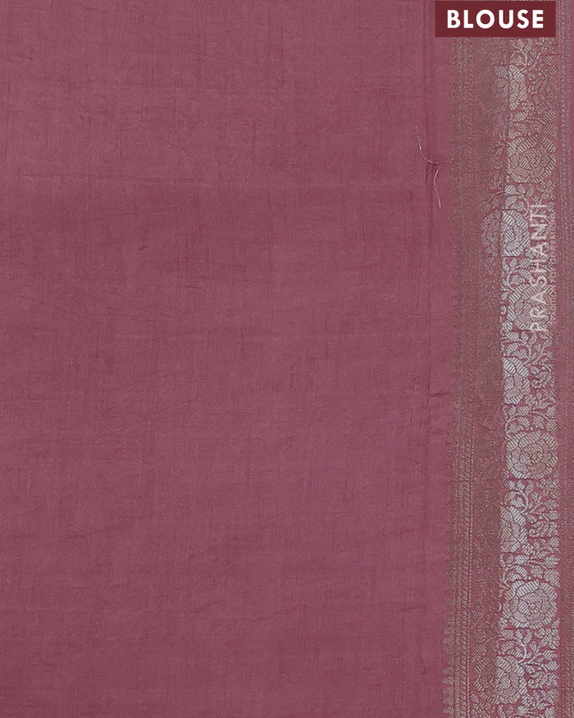 Chiniya silk saree mauve pink with zari woven buttas and zari woven border