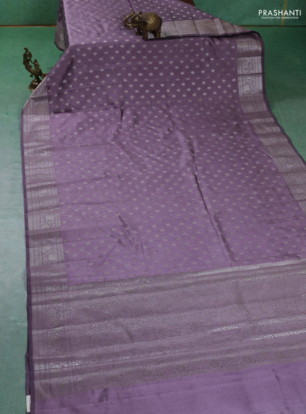Chiniya silk saree pastel lavender with zari woven buttas and zari woven border