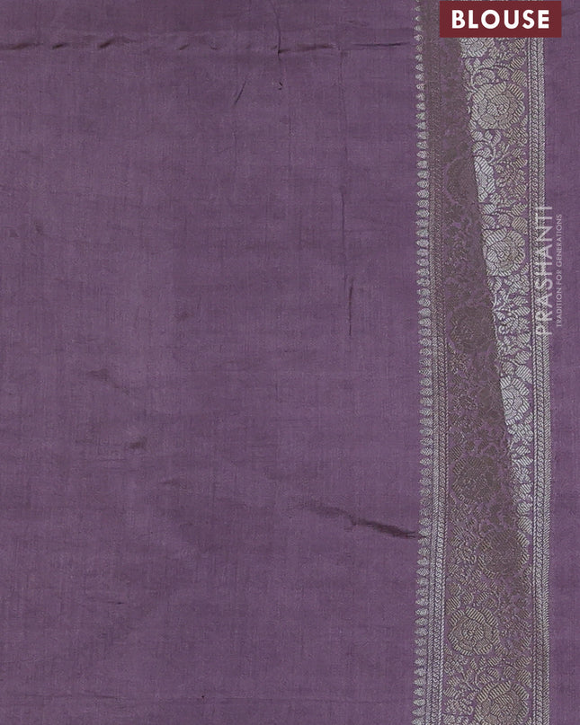 Chiniya silk saree pastel lavender with zari woven buttas and zari woven border