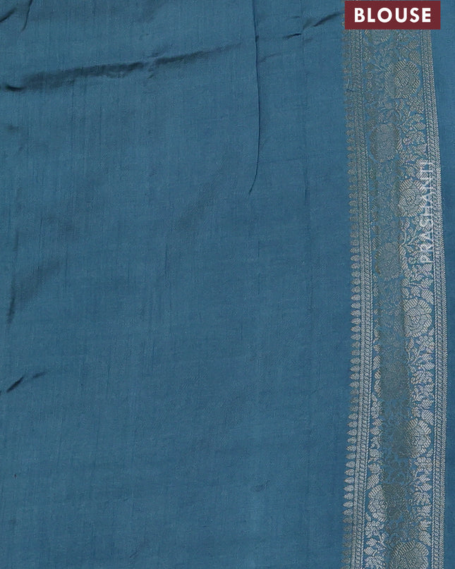 Chiniya silk saree pastel blue with zari woven buttas and zari woven border