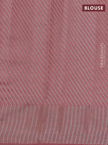 Chiniya silk saree peach shade with zari woven buttas and zari woven border