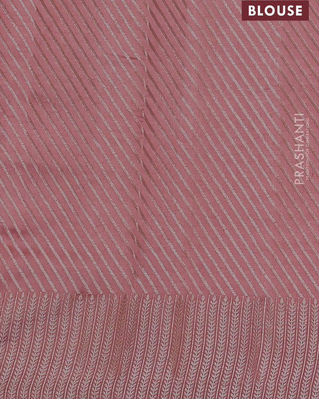 Chiniya silk saree peach shade with zari woven buttas and zari woven border