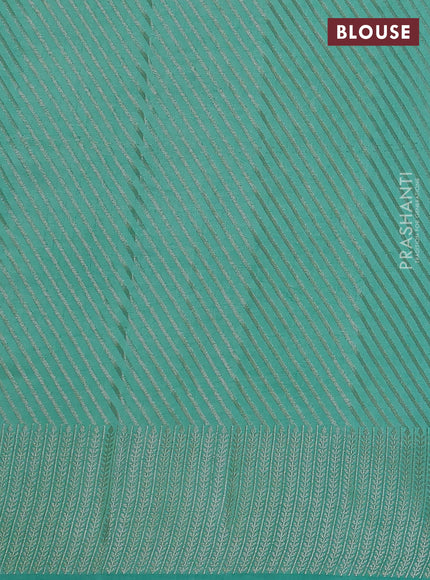 Chiniya silk saree pastel green with zari woven buttas and zari woven border