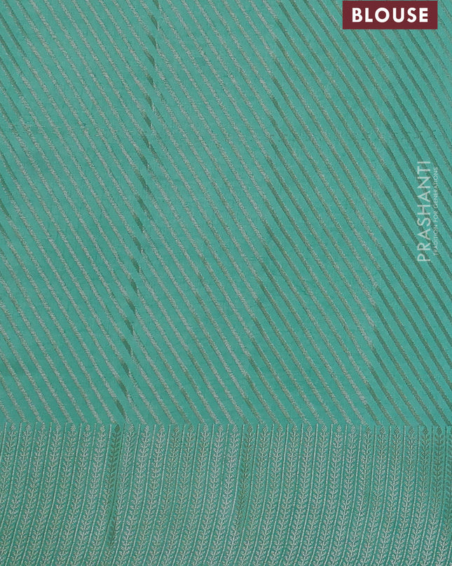 Chiniya silk saree pastel green with zari woven buttas and zari woven border