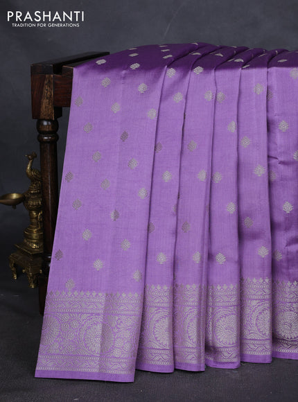 Chiniya silk saree lavender with zari woven buttas and zari woven border