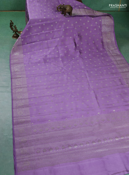 Chiniya silk saree lavender with zari woven buttas and zari woven border