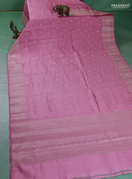 Chiniya silk saree pastel pink with zari woven buttas and zari woven border