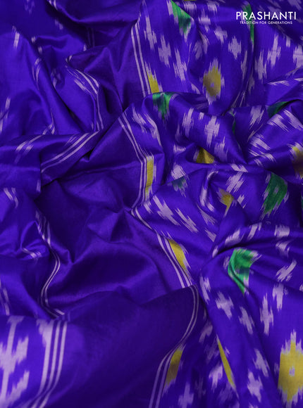 Pure pochampally silk saree royal blue with allover ikat weaves and simple border