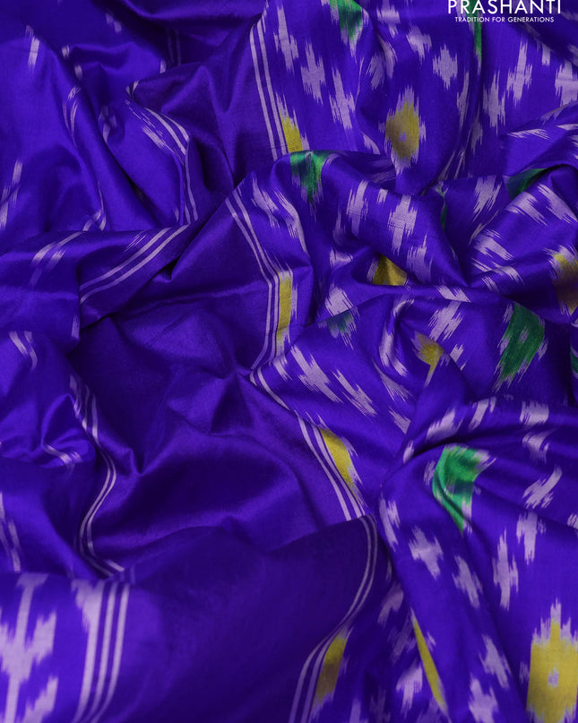 Pure pochampally silk saree royal blue with allover ikat weaves and simple border