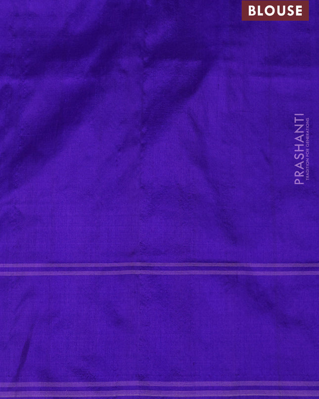 Pure pochampally silk saree royal blue with allover ikat weaves and simple border