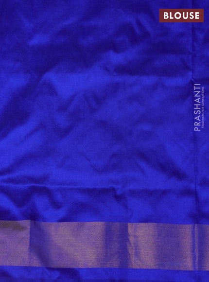 Pure pochampally silk saree dual shade of pink and blue with allover ikat weaves and zari woven border