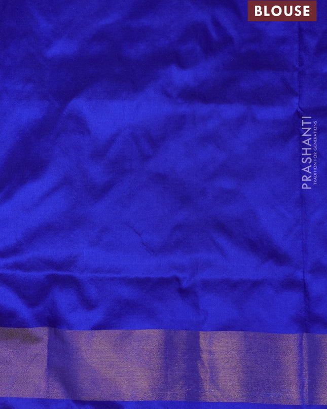 Pure pochampally silk saree dual shade of pink and blue with allover ikat weaves and zari woven border