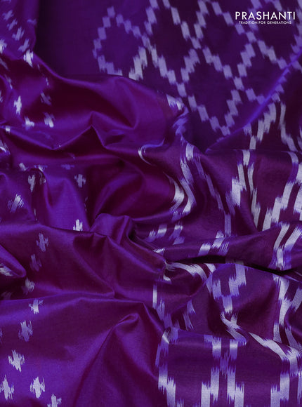 Pure pochampally silk saree purple with allover ikat weaves and zari woven border