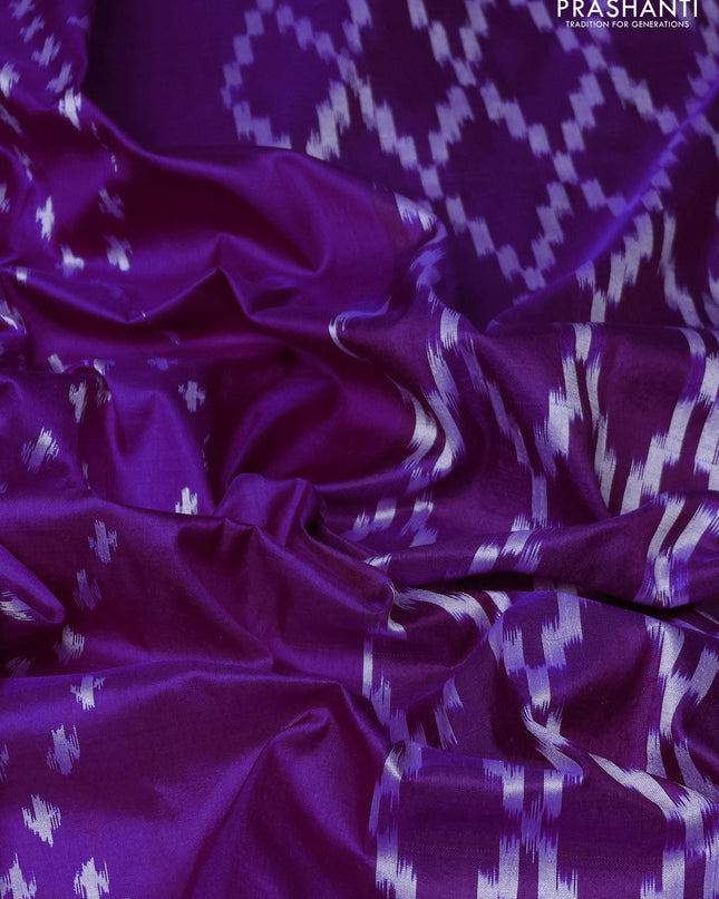 Pure pochampally silk saree purple with allover ikat weaves and zari woven border