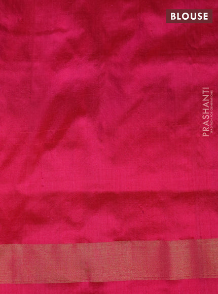 Pure pochampally silk saree cs blue and pink with allover ikat weaves and zari woven border