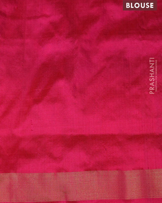 Pure pochampally silk saree cs blue and pink with allover ikat weaves and zari woven border