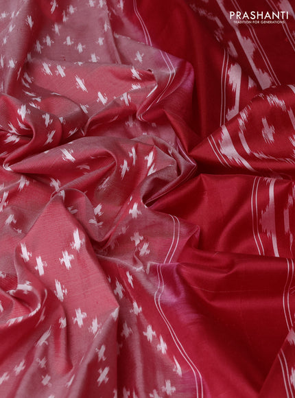 Pure pochampally silk saree red shade with allover ikat weaves and zari woven border
