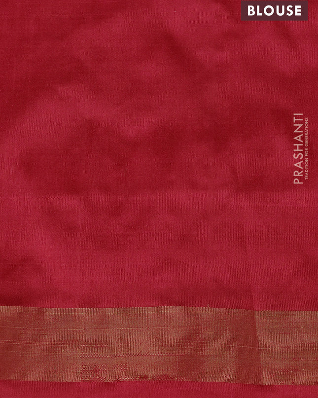 Pure pochampally silk saree red shade with allover ikat weaves and zari woven border