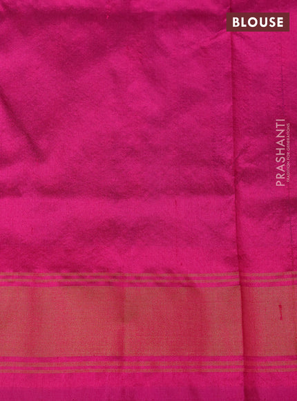 Pure pochampally silk saree blue and pink with allover ikat weaves and zari woven border