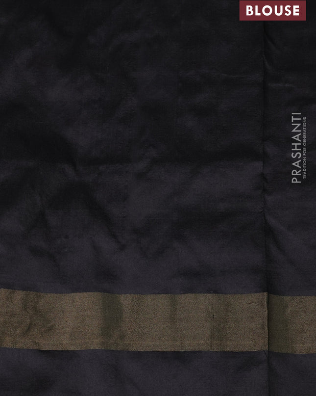 Pure pochampally silk saree mango yellow and black with ikat butta weaves and zari woven simple border