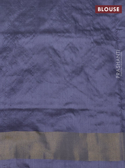 Pure pochampally silk saree grey and off white with allover geometric weaves and zari woven border