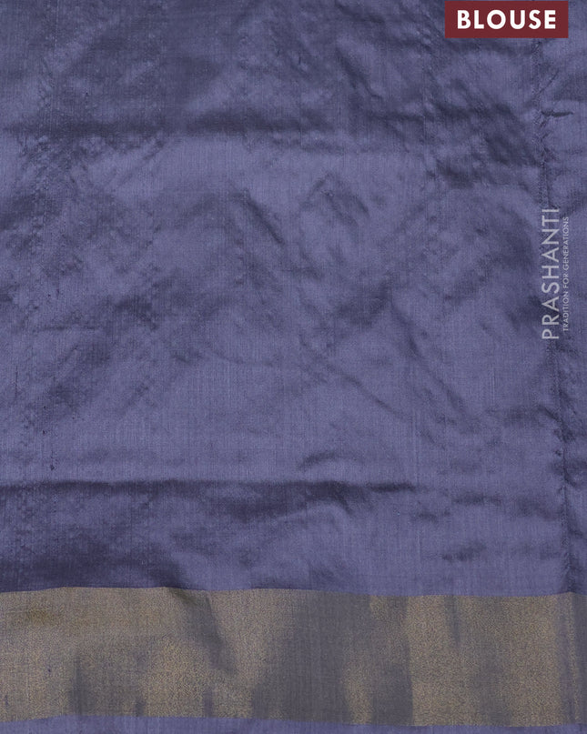 Pure pochampally silk saree grey and off white with allover geometric weaves and zari woven border