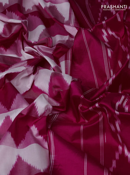 Pure pochampally silk saree pink and off white with allover geometric weaves and zari woven border