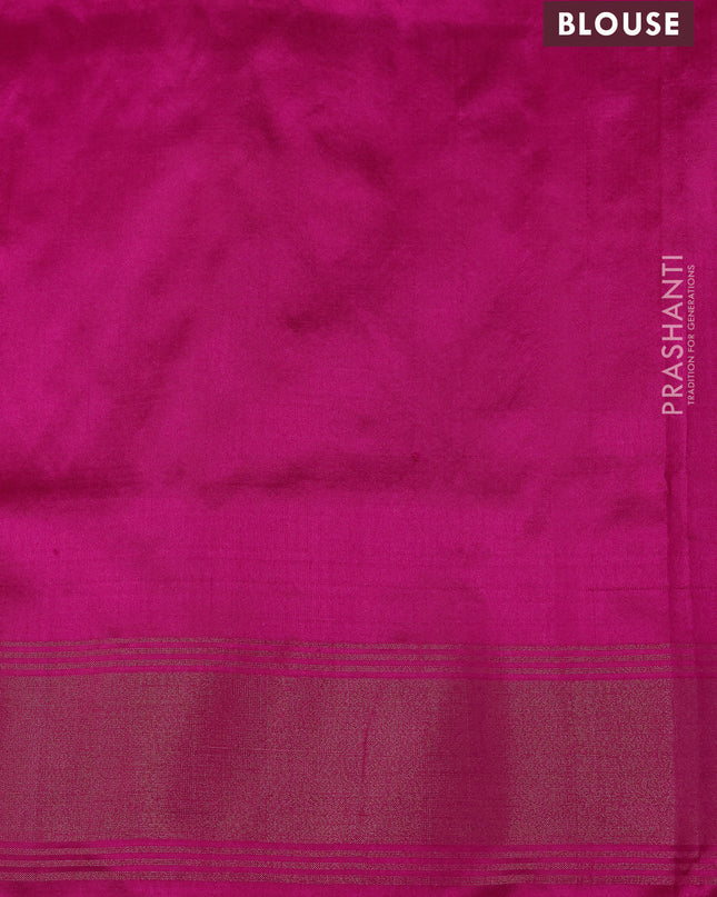 Pure pochampally silk saree pink and off white with allover geometric weaves and zari woven border
