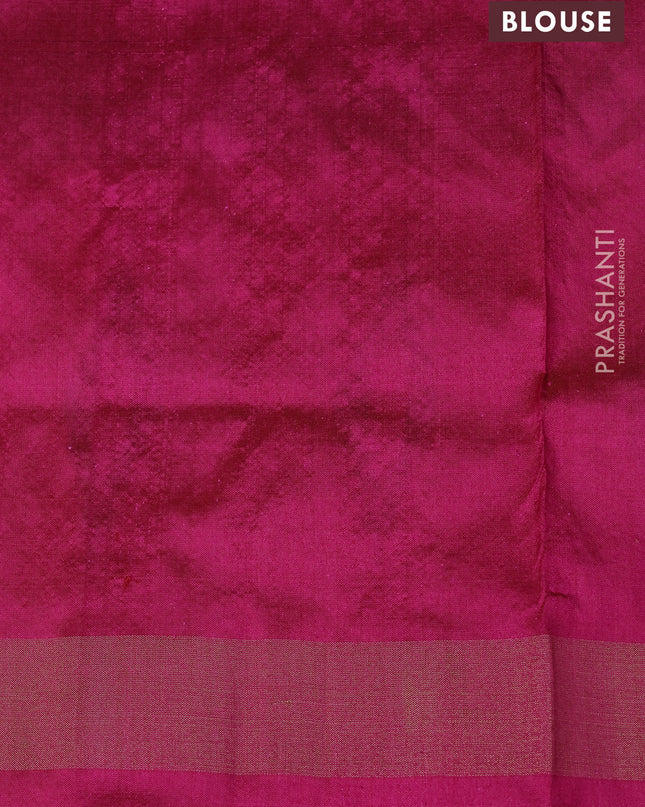 Pure pochampally silk saree teal blue and pink with ikat butta weaves and zari woven simple border