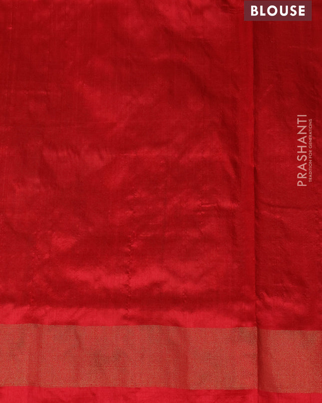 Pure pochampally silk saree deep maroon and red with allover ikat weaves and zari woven simple border