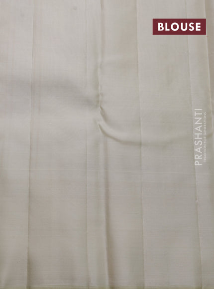 Pure kanchipuram silk saree cream with allover jamdhani weaveing and zari woven border