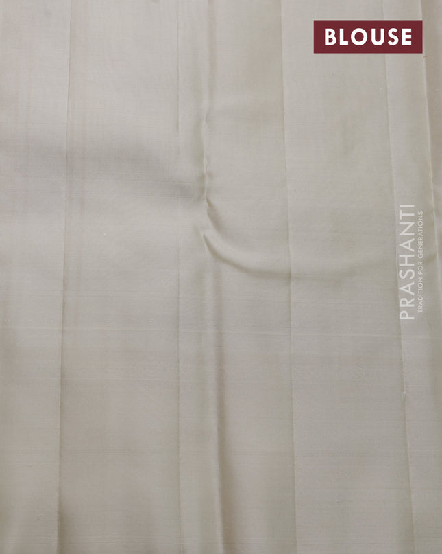 Pure kanchipuram silk saree cream with allover jamdhani weaveing and zari woven border