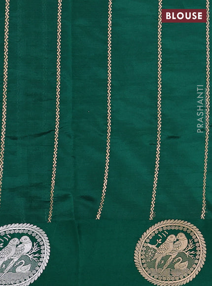 Pure puna silk saree green with zari woven buttas and zari woven butta border
