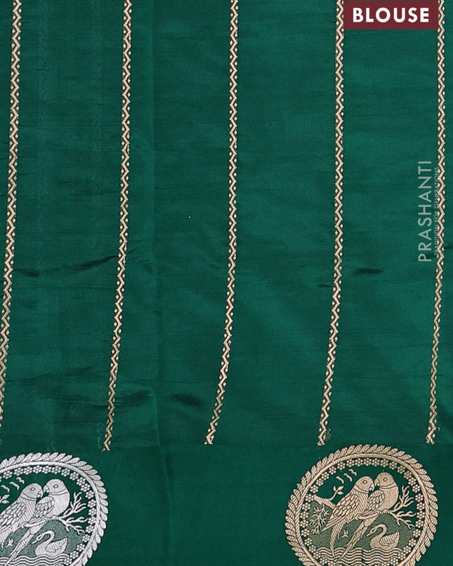 Pure puna silk saree green with zari woven buttas and zari woven butta border