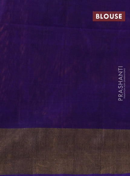 Ikat silk cotton saree pink and blue with allover ikat weaves and zari woven border