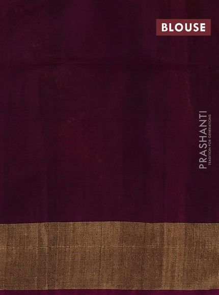 Ikat silk cotton saree orange and dark magenta pink with allover ikat weaves and zari woven border