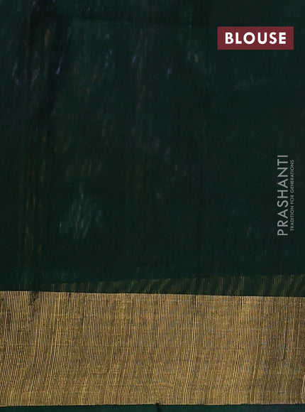 Ikat silk cotton saree cs blue and green with allover ikat weaves and zari woven border