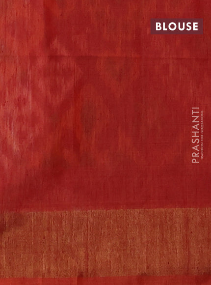 Ikat silk cotton saree grey and pinkish orange with allover ikat weaves and zari woven border