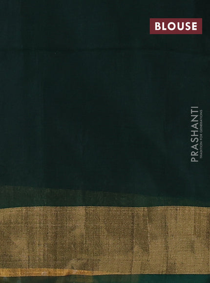 Ikat silk cotton saree blue and dark green with allover ikat weaves and zari woven border