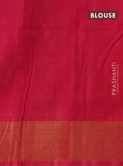 Ikat silk cotton saree blue and pink with allover ikat weaves and zari woven border