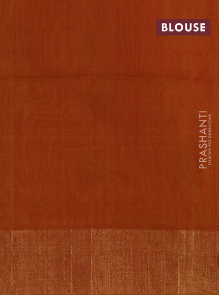 Ikat silk cotton saree blue and mustard yellow with allover ikat weaves and zari woven border