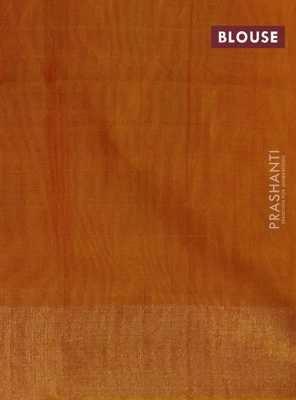 Ikat silk cotton saree coffee brown and mustard yellow with allover ikat weaves and zari woven border